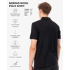 100% Merino Wool V Neck Polo Shirts for Men – Short & Long Sleeve Shirt | Lightweight, Breathable Merino Wool, Naturally Anti-Odor, Moisture-Wicking, Ideal for Work, Travel, Everyday Wear, Layering(Black)