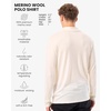 100% Merino Wool V Neck Polo Shirts for Men – Short & Long Sleeve Shirt | Lightweight, Breathable Merino Wool, Naturally Anti-Odor, Moisture-Wicking, Ideal for Work, Travel, Everyday Wear, Layering(Natural White Long)
