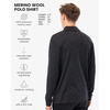 100% Merino Wool V Neck Polo Shirts for Men – Short & Long Sleeve Shirt | Lightweight, Breathable Merino Wool, Naturally Anti-Odor, Moisture-Wicking, Ideal for Work, Travel, Everyday Wear, Layering(Charcoal Grey Long)
