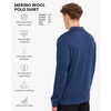 100% Merino Wool V Neck Polo Shirts for Men – Short & Long Sleeve Shirt | Lightweight, Breathable Merino Wool, Naturally Anti-Odor, Moisture-Wicking, Ideal for Work, Travel, Everyday Wear, Layering(Navy Long)