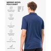 100% Merino Wool V Neck Polo Shirts for Men – Short & Long Sleeve Shirt | Lightweight, Breathable Merino Wool, Naturally Anti-Odor, Moisture-Wicking, Ideal for Work, Travel, Everyday Wear, Layering(Navy)