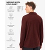 100% Merino Wool V Neck Polo Shirts for Men – Short & Long Sleeve Shirt | Lightweight, Breathable Merino Wool, Naturally Anti-Odor, Moisture-Wicking, Ideal for Work, Travel, Everyday Wear, Layering(Bordo Long)