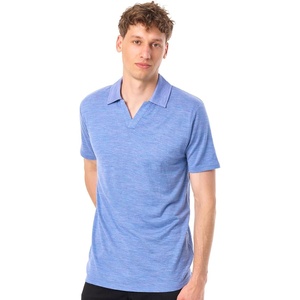 100% Merino Wool V Neck Polo Shirts for Men – Short & Long Sleeve Shirt | Lightweight, Breathable Merino Wool, Naturally Anti-Odor, Moisture-Wicking, Ideal for Work, Travel, Everyday Wear, Layering(Deep Blue)