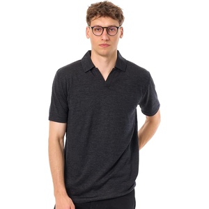 100% Merino Wool V Neck Polo Shirts for Men – Short & Long Sleeve Shirt | Lightweight, Breathable Merino Wool, Naturally Anti-Odor, Moisture-Wicking, Ideal for Work, Travel, Everyday Wear, Layering(Charcoal Grey)