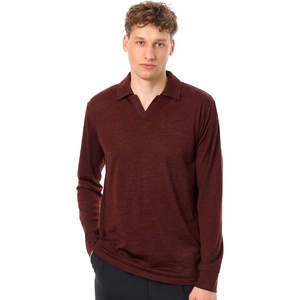 100% Merino Wool V Neck Polo Shirts for Men – Short & Long Sleeve Shirt | Lightweight, Breathable Merino Wool, Naturally Anti-Odor, Moisture-Wicking, Ideal for Work, Travel, Everyday Wear, Layering(Bordo Long)