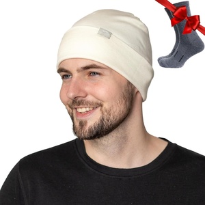 Merino Wool Beanie Men and Women (Natural Merinos, Large-XLarge)