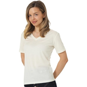 Merino.tech Merino Wool Shirt Women – 100% Merino Wool Base Layer Women Short Sleeve Tee(White Creamy V)