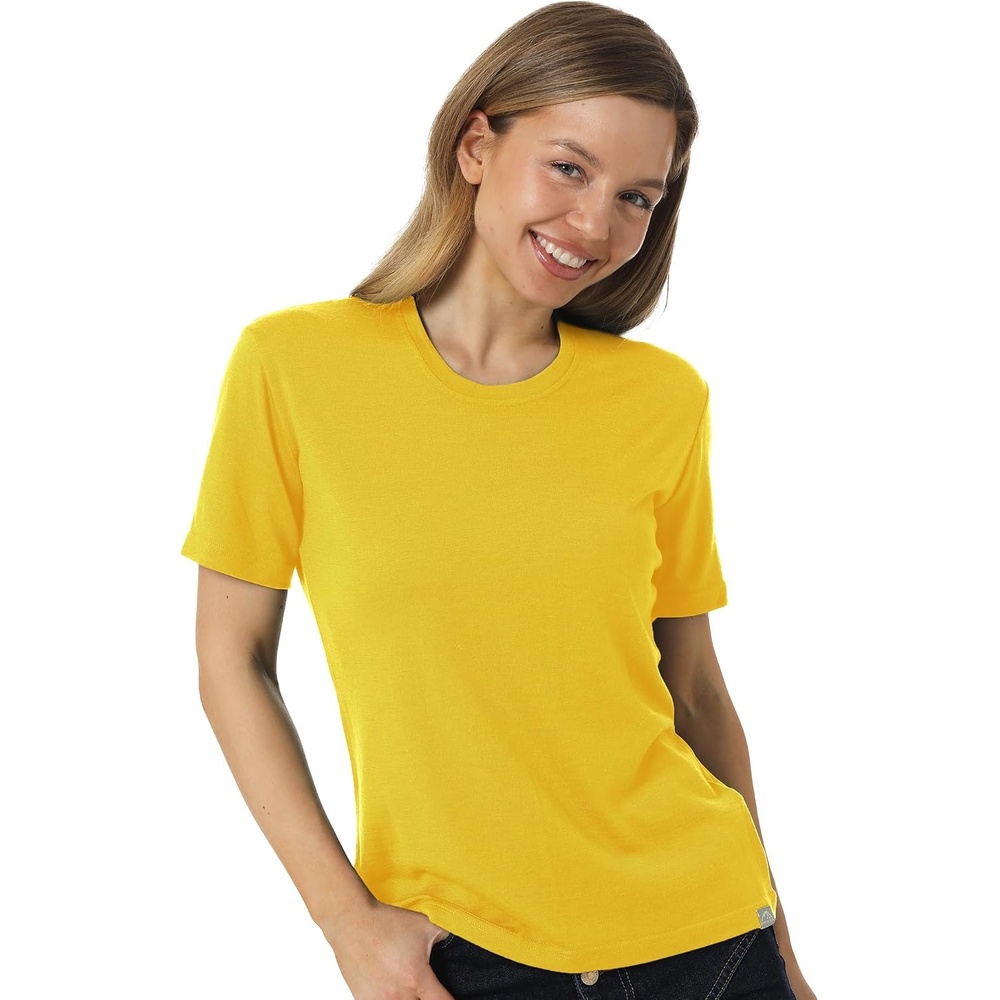 image:image100 Merino Wool Shirt Women Short Sleeve Tee Base Layer Top UndershirtMustard
