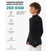 100% Merino Wool Kids Quarter Zip – Midweight Thermal Base Layer 1/4 Zip(260 Black)