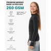 100% Merino Wool Kids Quarter Zip – Midweight Thermal Base Layer 1/4 Zip(260 Charcoal Grey)