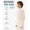 100% Merino Wool Kids Quarter Zip – Midweight Thermal Base Layer 1/4 Zip(260 Natural White)