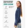 100% Merino Wool Kids Quarter Zip – Midweight Thermal Base Layer 1/4 Zip(260 Navy)