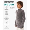 100% Merino Wool Kids Quarter Zip – Midweight Thermal Base Layer 1/4 Zip(260 Perfect Grey)