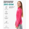 100% Merino Wool Kids Quarter Zip – Midweight Thermal Base Layer 1/4 Zip(260 Pink)