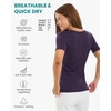100% Merino Wool Shirt Women – Short Sleeve Tee Base Layer Top Undershirt(Dark Purple Scoop)