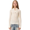 100% Merino Wool Kids Quarter Zip – Midweight Thermal Base Layer 1/4 Zip(260 Natural White)