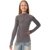 100% Merino Wool Kids Quarter Zip – Midweight Thermal Base Layer 1/4 Zip(260 Perfect Grey)