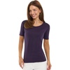 100% Merino Wool Shirt Women – Short Sleeve Tee Base Layer Top Undershirt(Dark Purple Scoop)