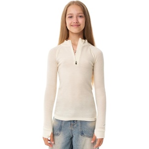 100% Merino Wool Kids Quarter Zip – Midweight Thermal Base Layer 1/4 Zip(260 Natural White)