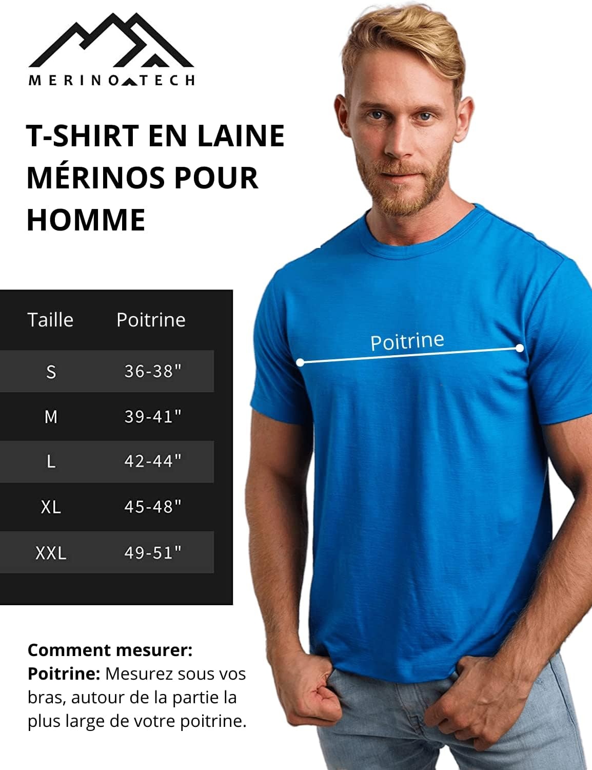 image:image100 Merino Wool TShirt Men Base Layer Top Undershirt with Hiking SocksMetal Grey