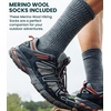 100% Merino Wool T-Shirt Men – Base Layer Top Undershirt with Hiking Socks(Melange Grey)