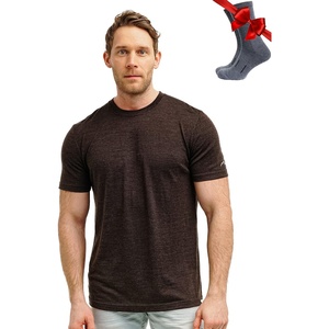 100% Merino Wool T-Shirt Men – Base Layer Top Undershirt with Hiking Socks(Metal Grey)