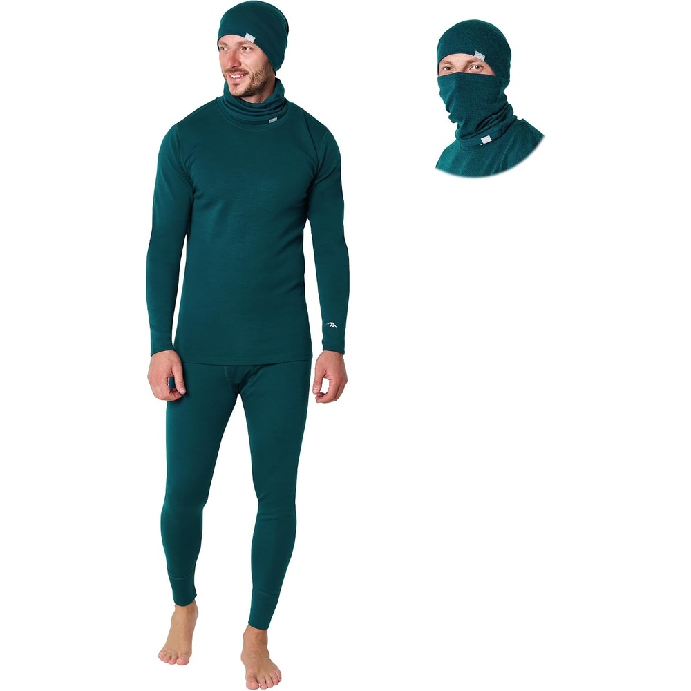 image:image100 Merino Wool Base Layer Mens Thermal Underwear Beanie Neck Gaiter260 Deep Teal