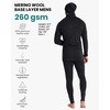 100% Merino Wool Base Layer Mens – Thermal Underwear, Beanie, Neck Gaiter(260 Charcoal Grey)