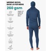 100% Merino Wool Base Layer Mens – Thermal Underwear, Beanie, Neck Gaiter(260 Denim)