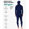 100% Merino Wool Base Layer Mens – Thermal Underwear, Beanie, Neck Gaiter(260 Navy Blue)