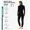 100% Merino Wool Base Layer Women – Quarter Zip Thermal Underwear Set(250 Black Zip-up)
