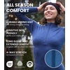 100% Merino Wool Base Layer Women – Quarter Zip Thermal Underwear Set(320 Black Zip-up)