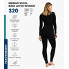 100% Merino Wool Base Layer Women – Quarter Zip Thermal Underwear Set(320 Black Zip-up)