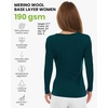 100% Merino Wool Base Layer Women – Thermal Merino Wool Shirt Women (Small, 190 Deep Teal Scoop)