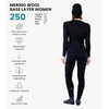100% Merino Wool Base Layer Women – Thermal Set Top & Bottom with Beanie(Black Oil)