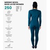 100% Merino Wool Base Layer Women – Thermal Set Top & Bottom with Beanie(Deep Teal Green)