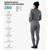 100% Merino Wool Base Layer Women – Thermal Set Top & Bottom with Beanie(Gray Heather Marl)