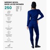 100% Merino Wool Base Layer Women – Thermal Set Top & Bottom with Beanie(Navy Classic)