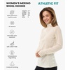100% Merino Wool Hoodie Women – Slim Fit Quarter Zip Thermal Base Layer(190 Off White)