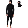 100% Merino Wool Base Layer Mens – Thermal Underwear, Beanie, Neck Gaiter(260 Black)