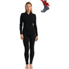100% Merino Wool Base Layer Women – Quarter Zip Thermal Underwear Set(320 Charcoal Grey Zip-up)