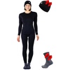 100% Merino Wool Base Layer Women – Thermal Set Top & Bottom with Beanie(Black Oil)