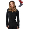 100% Merino Wool Hoodie Women – Slim Fit Quarter Zip Thermal Base Layer(190 Charcoal Grey)