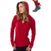 100% Merino Wool Hoodie Women – Slim Fit Quarter Zip Thermal Base Layer(190 Cherry Red)
