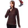 100% Merino Wool Hoodie Women – Slim Fit Quarter Zip Thermal Base Layer(190 Chocolate)