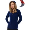 100% Merino Wool Hoodie Women – Slim Fit Quarter Zip Thermal Base Layer(190 Navy)