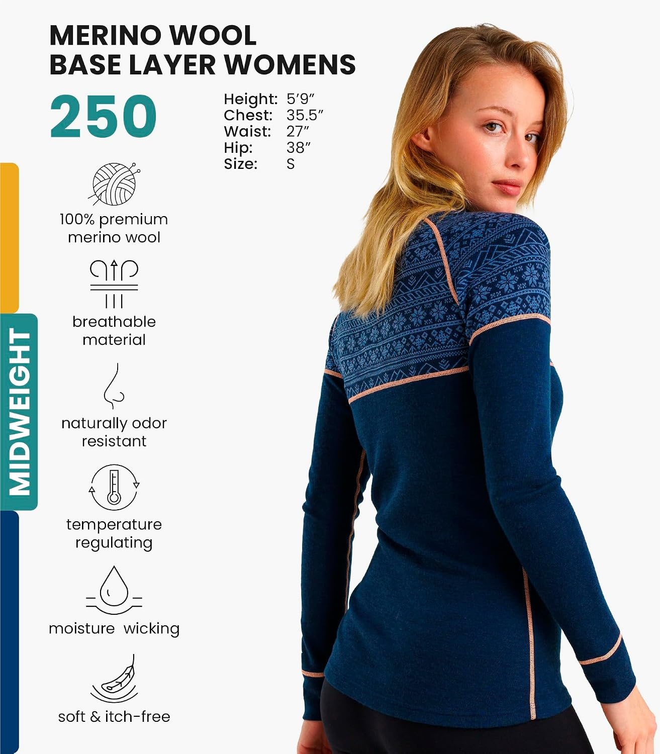 image:image100 Merino Wool Quarter Zip Sweater Women Thermal Base Layer with Socks250 Nordic Tale Berry