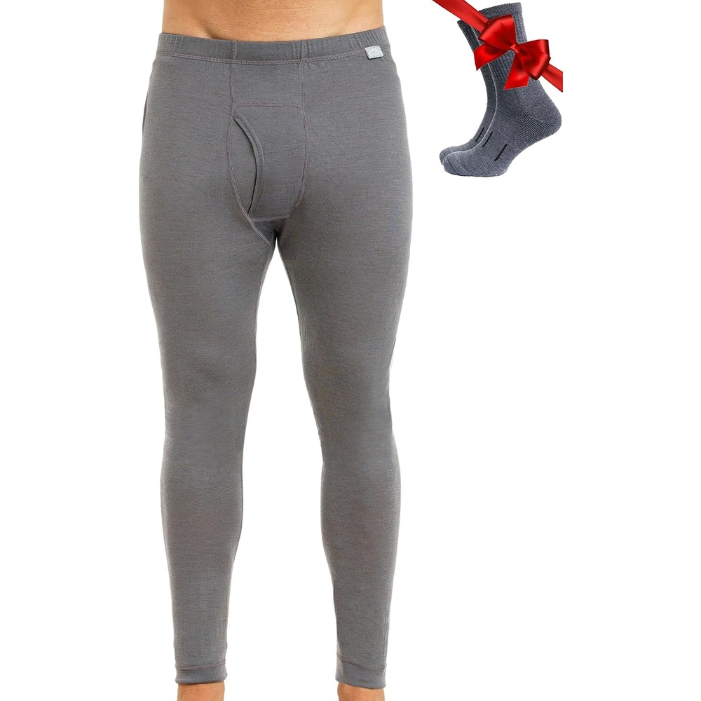 image:image100 Merino Wool Base Layer Mens Pants Thermal Underwear Long Johns165 Perfect Grey