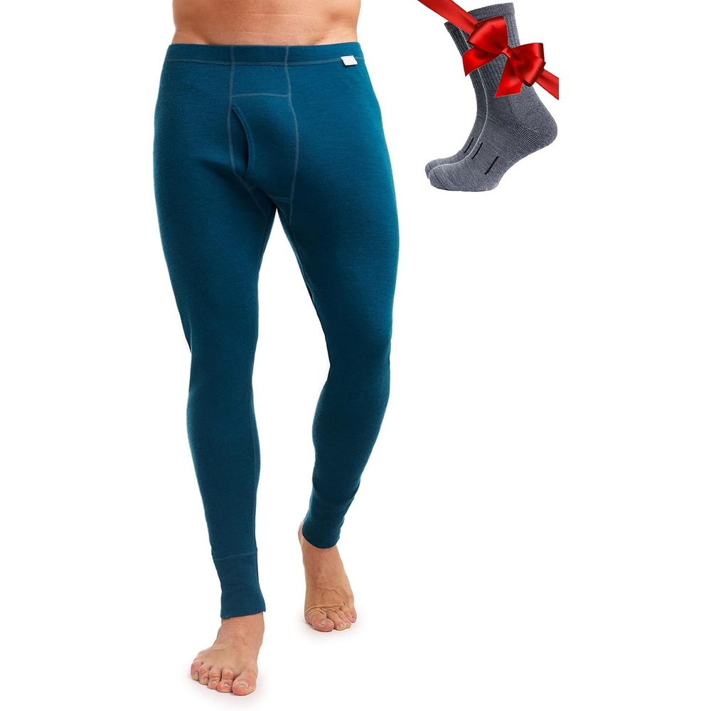 image:image100 Merino Wool Base Layer Mens Pants Thermal Underwear Long Johns250 Deep Teal