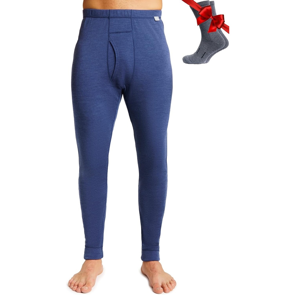 image:image100 Merino Wool Base Layer Mens Pants Thermal Underwear Long JohnsWindsor Blue 250